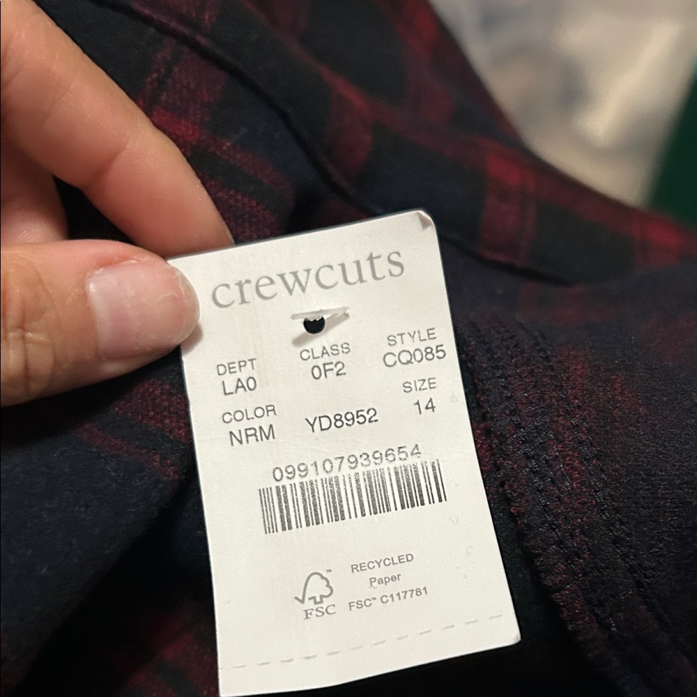 Crewcuts Kids' heavyweight Seaboard soft-knit shirt in navy plaid size 14 - Picture 6 of 6